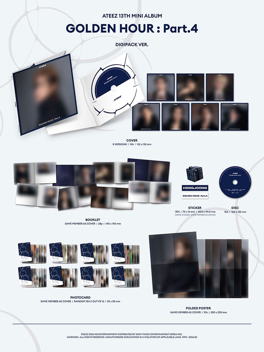 KQSHOP POB ATEEZ – 13th Mini Album GOLDEN HOUR Part.4 (DIGIPACK VER.)