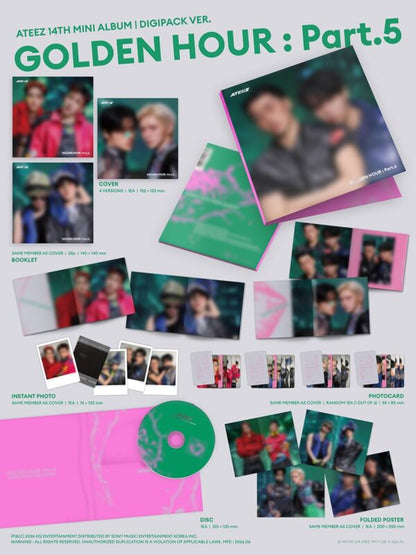 [SOUNDWAVE POB] ATEEZ – 14th Mini Album [GOLDEN HOUR : Part.5] (DIGIPACK UNIT Ver.) (RANDOM)