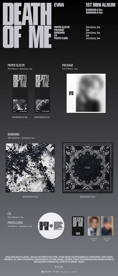 EVAN – 1st Mini Album [DEATH OF ME] (BANDANA Ver.) (Random)