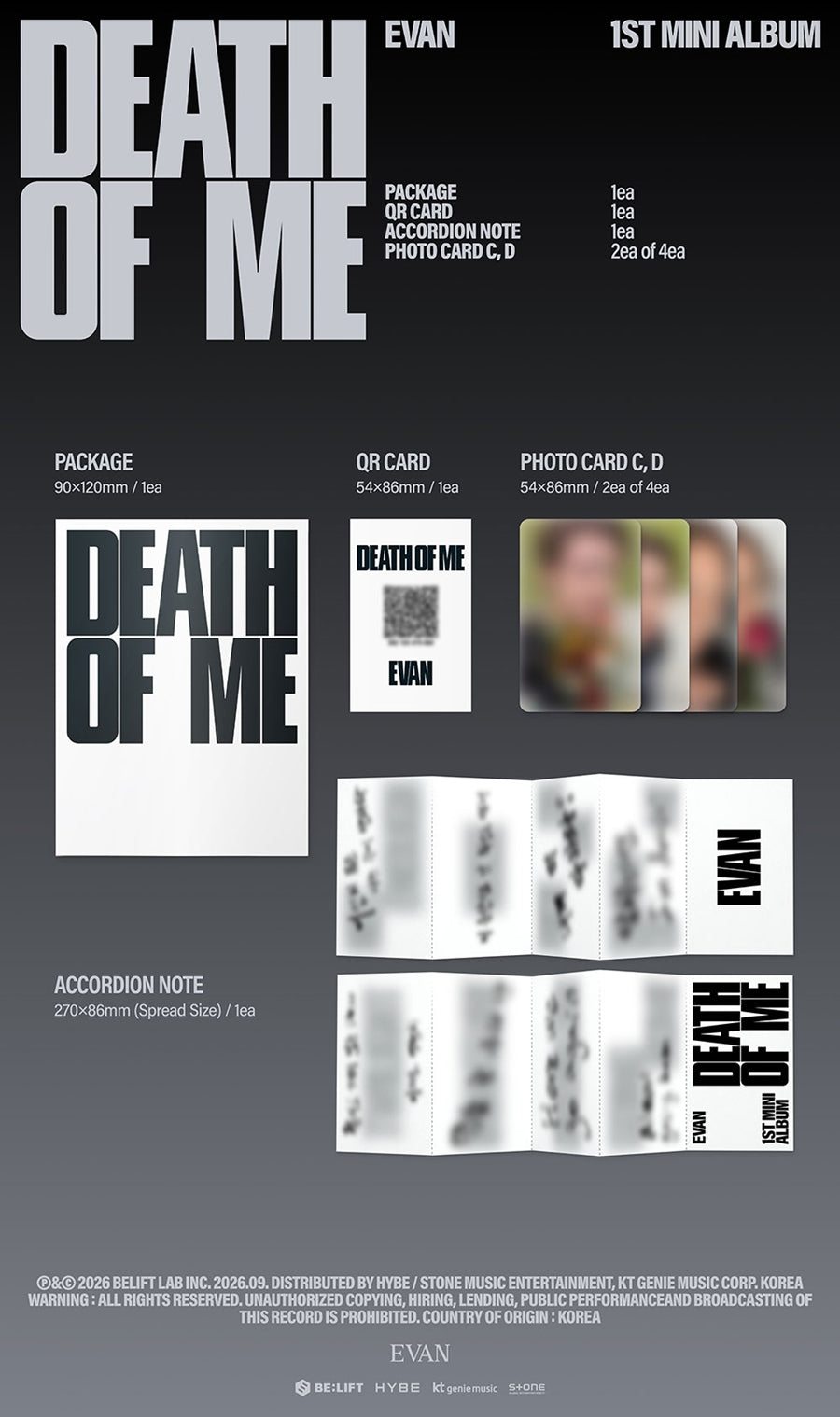 [WEVERSE POB] EVAN – 1st Mini Album [DEATH OF ME] (Weverse Albums ver.)