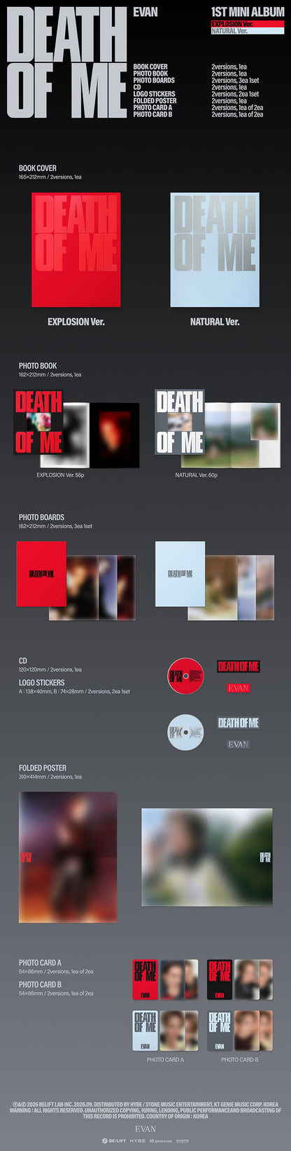 [WEVERSE POB] EVAN – 1st Mini Album [DEATH OF ME]