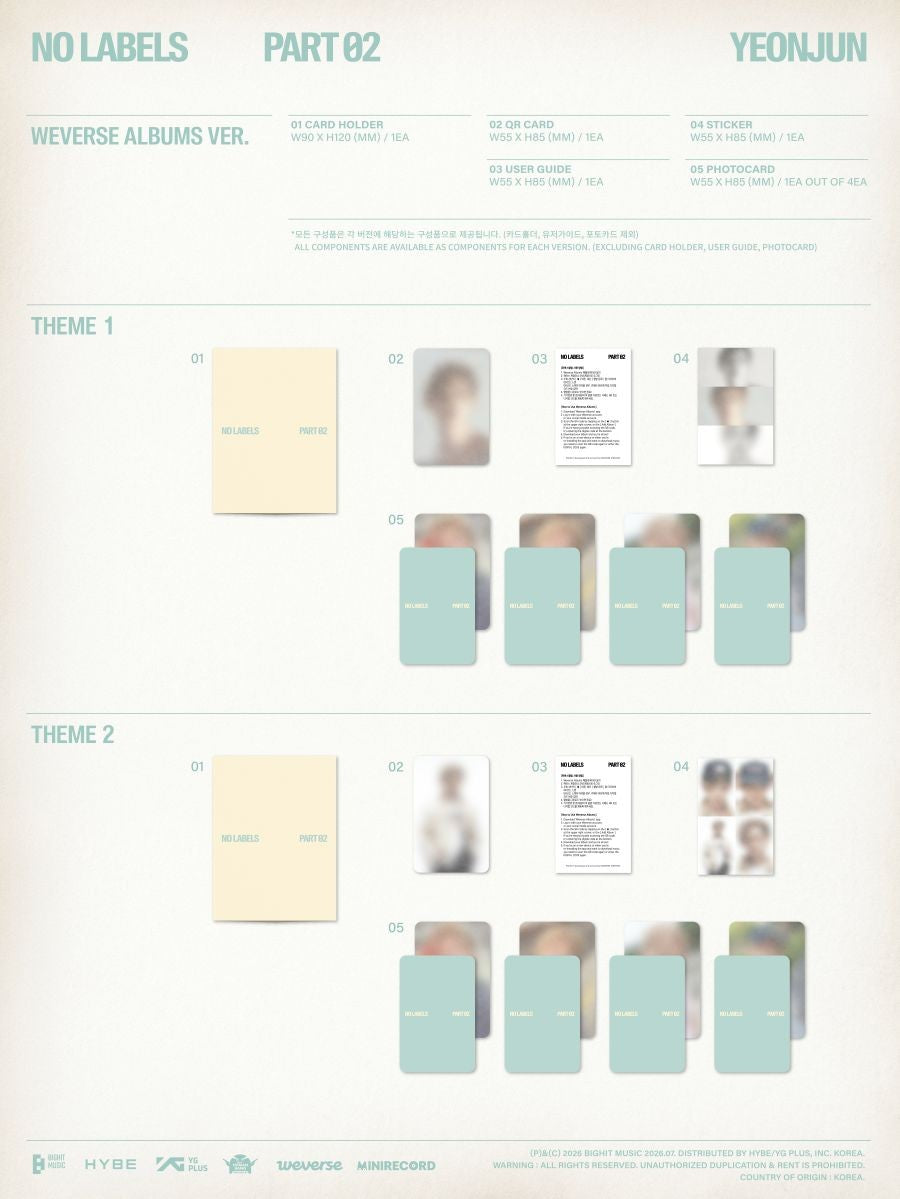 [WEVERSE POB] (TXT) YEONJUN – [NO LABELS: PART 02] (Weverse Albums ver.) Aléatoire