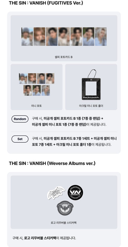 WEVERSE POB ENHYPEN – THE SIN VANISH (FUGITIVES Ver.)